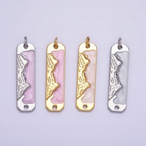 Rosa Emaille Long Bar Berg Charm Silber Gold Gebirge Peaks Hill Earth Day Halskette Anhänger AC569 AC570 AC571 AC572