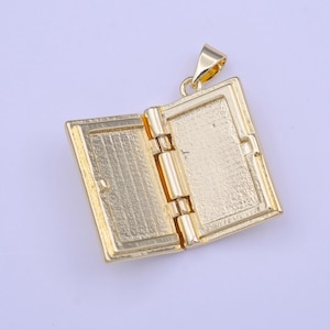 Plain rectangle gold locket necklace pendant personalized locket supply for jewelry making charm small book locket charm h-219