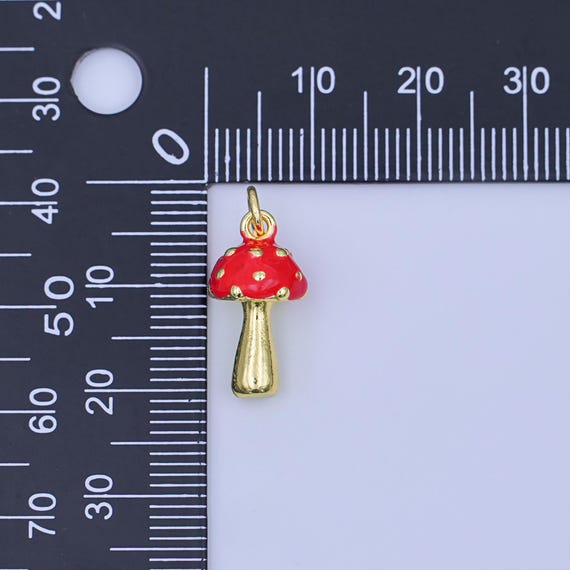 24K Gold Filled Red Mushroom Multidimensional 3D Charm | W468 - Etsy