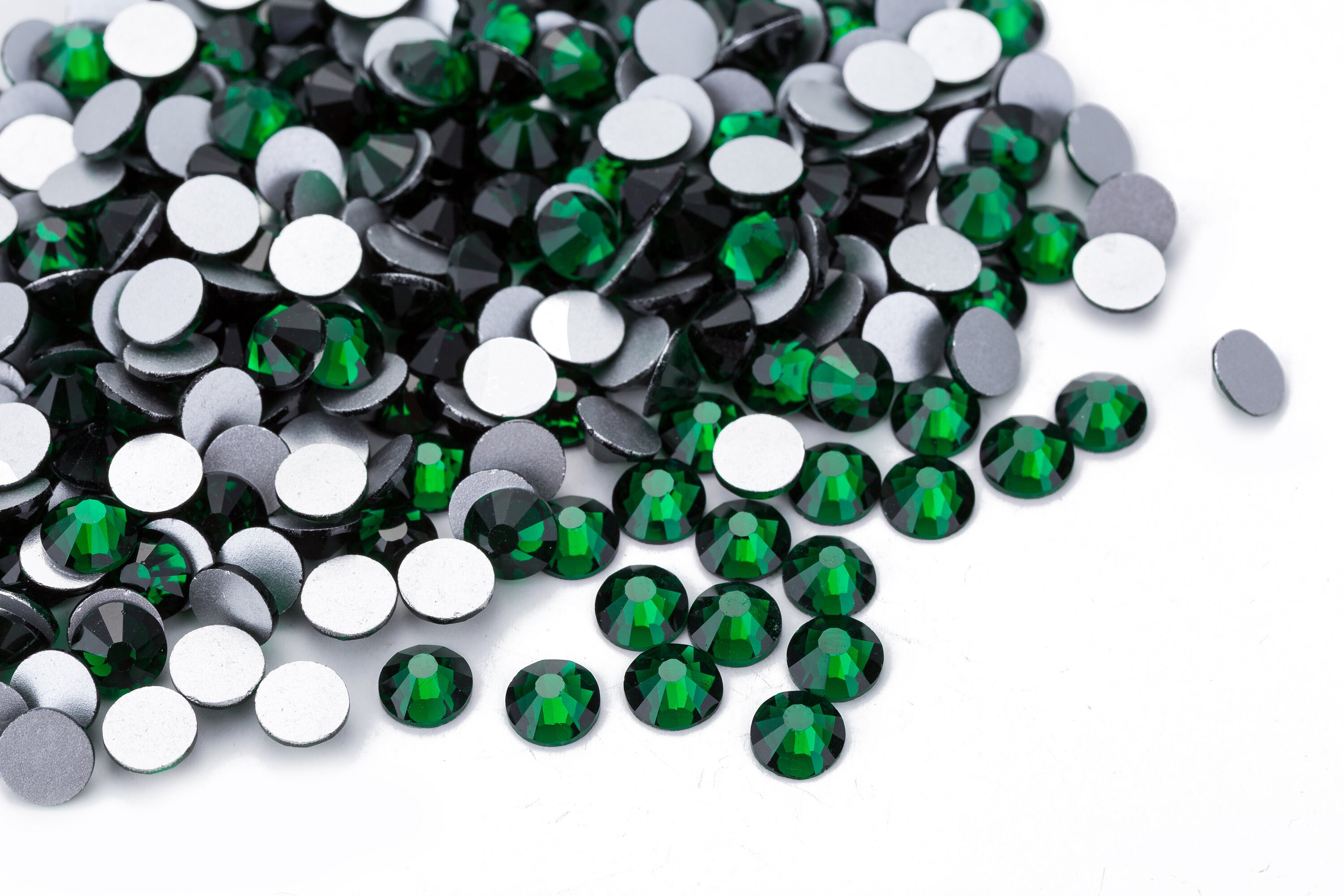 High Quality Crystal Dark Green Emerald Rhinestones Loose Flat Etsy