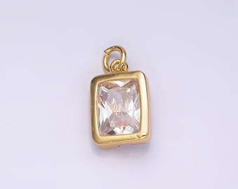 24k gold filled clear cz baguette bezel add-on charm | ac874