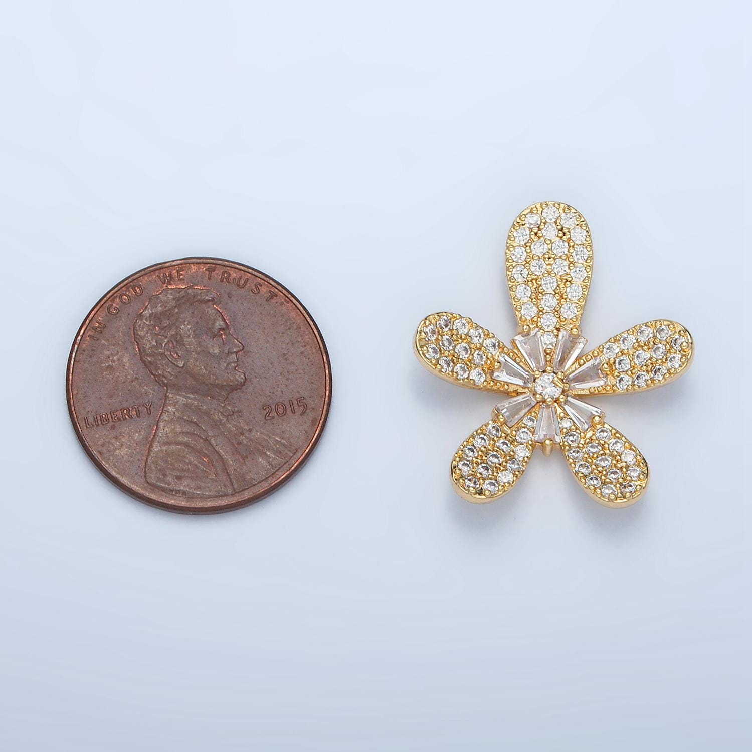 Flower Charm Pendant - Cute Daisy Flower Micro Pave Gold