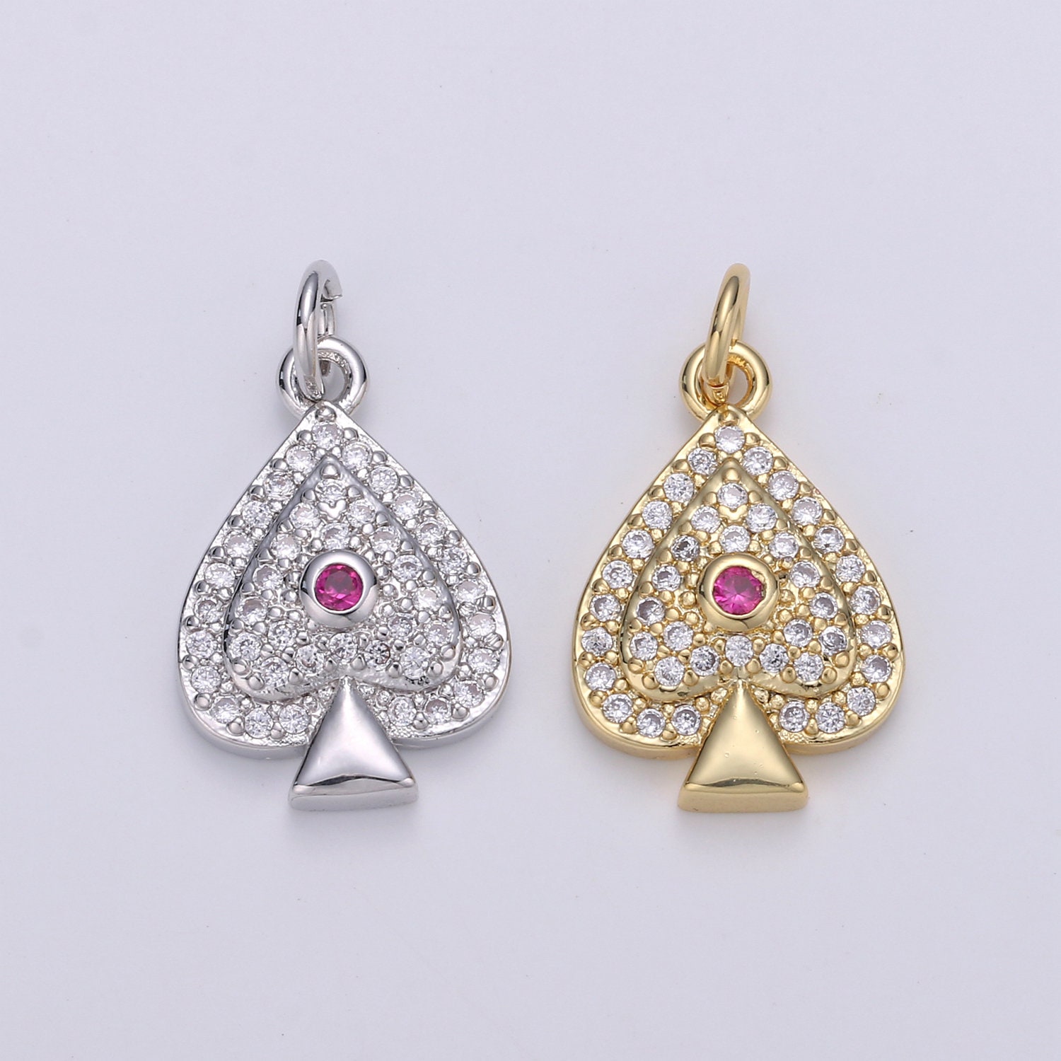 14k Gold Spade Charm ACE of Spades Tiny Spade Pendant Poker Etsy