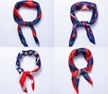 Patriotic Satin Scarf American Flag Bandana 4th of July Neckwear Red White Blue Headscarf Striped Silk Feel Neckerchief Ribbon | WA-4626