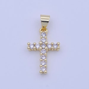 Dainty Cross Charms, Micro Pave Mini Cross, Religious Jewelry,14K Gold  Filled Cross Charm Add on Pendant N-409