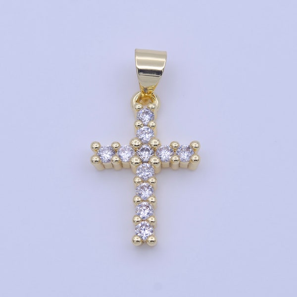 Mini Cubic Cross Charm Micro Pave cross charm for Bracelet Necklace Pendant Religious Necklace Gold Cross Pendant H246