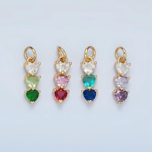 Mini Herz Charme 14k Gold gefüllte Cluster Farbverlauf CZ Bunte Geometrische Charme Finden für Armband Halskette Ohrring machen AG898