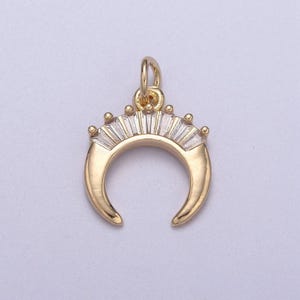 Mini crescent moon horn charm 16k gold filled upside down tusk moon pendant bohemian boho c shape curve gold moon charm n-295