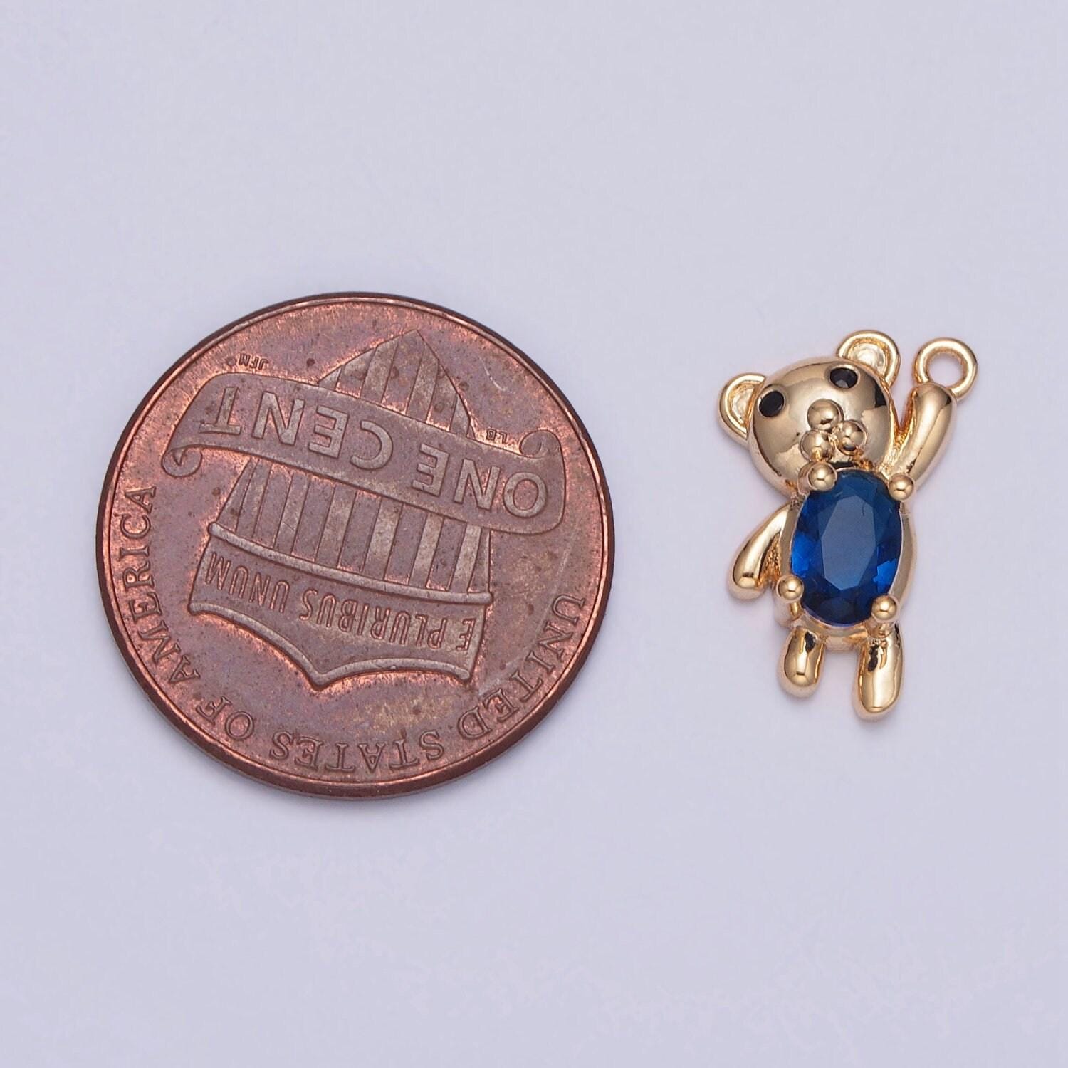 16k Gold Plated Clear/blue Arms up Teddy Bear With Cubic 16k Gold Plated Clear/blue Arms up Teddy Bear With Cubic