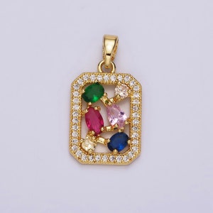 Dainty Multi Farbe Cz Oval Form Tag Charme Regenbogen Zirkonia Anhänger für Minimalist Schmuck AH-061