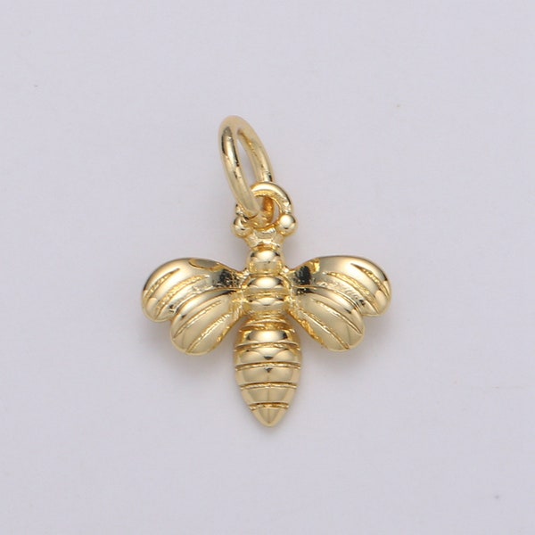 1pc 24k Gold  Bee Pendant Charm, Insect Bug Pendant Charm,  Animal Pendant, For DIY Jewelry