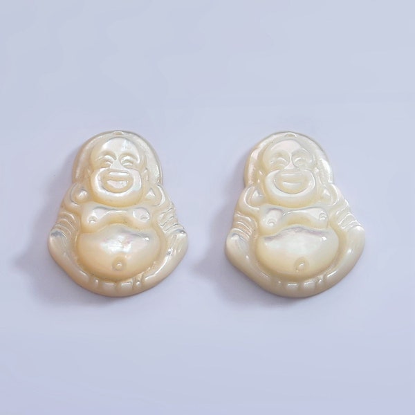 1x White Handcrafted Mother Of Pearl Buddha Charm Beads Ohm Yoga Buddhist Jewelry Religious Pendant