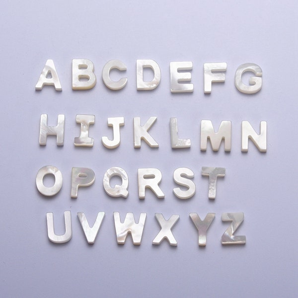 Dainty Shell Pearl 9mm x 7mm Initial Alphabet Bead Spacer | E-379~E-397