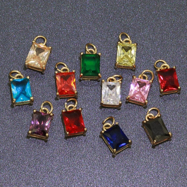 1x 14k Gold Filled Micro Pave CZ Geometric Pendant Charm Emerald Cut Pendant Charm Geometric DIY Jewelry 10.2x7.3mm Chgf 415