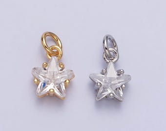 Mini gold star charm cubic star charm celestial pendant dangle charms for bracelet necklace earring supply component ac237