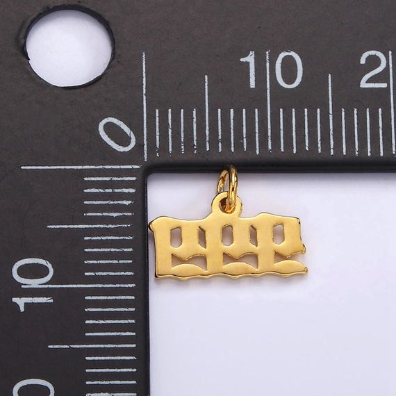 Tiny Angel Number Tag Charm Gold Dainty Lucky Number Pendant 111