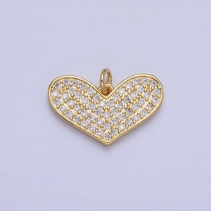 Dainty Gold Micro Pave Heart Pendant Charm for Mother Day Handmade Jewelry Inspired CZ Heart Charm AC354