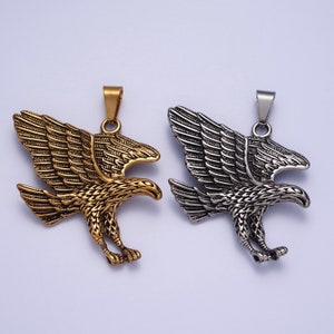Silver Flying Bald Eagle Pendant Necklace for Men, Hip Hop American Eagle Charm  Hawk Eagle Pendant