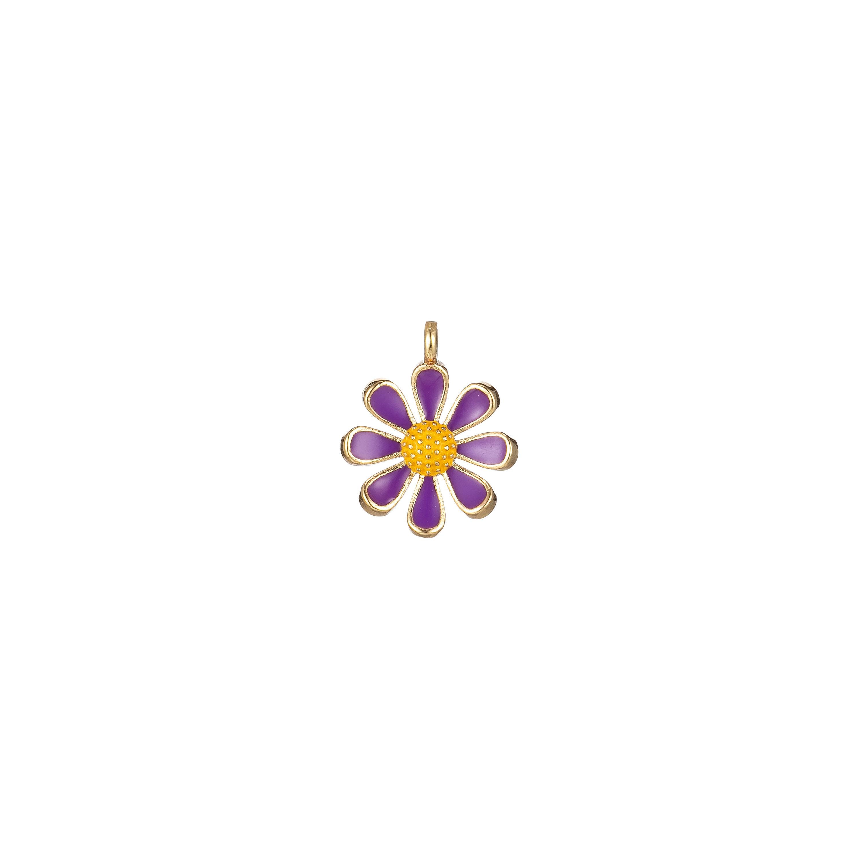 Dainty Colorful Daisy Flower Shape Pendant, 14kgold Filled Daisy