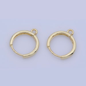 1pair 14 mm Dainty Gold Filled Huggie w/open link Lever Back Hoop earring making, Nickel & Lead Free for Earring Charm Making Findings,K-350