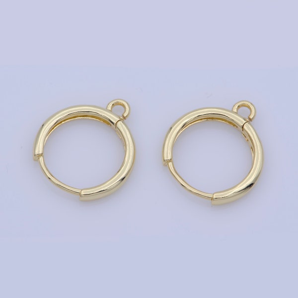 1pair 14 mm Dainty Gold Filled Huggie w/open link Lever Back Hoop earring making, Nickel & Lead Free for Earring Charm Making Findings,K-350