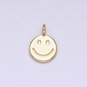 Dainty 16k Gold Filled Happy Face Charm Dangle Charm for Bracelet Necklace Earring Component Y2K Jewelry AC1145