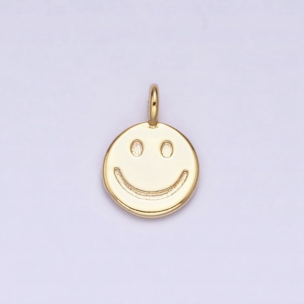 Dainty 16k Gold Filled Happy Face Charm Dangle Charm for Bracelet Necklace Earring Component Y2K Jewelry AC1145