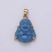 Blue Buddha Pendant 24K Gold Filled 'Buddhism' word on the back Pendant Laughing Buddha, Unisex Necklace for Religious Jewelry Supply O-263 