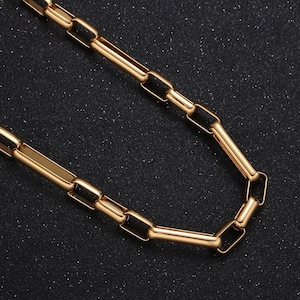 18k gold plated shiny square paperclip chain by yard, link cable rolo elongate chain, wholesale bulk roll chain jewelry making, 421