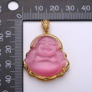 1x Gold Buddha Pendant Laughing Buddha Buddhism Religious Jewelry Making Statement Necklace Jewelry Making Supply,O152, O157, O162 Pink
