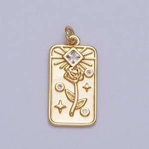 Gouden roos tarot-tag bedel voor extra hanger voor ketting armband e428