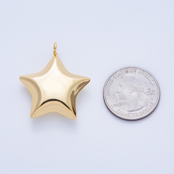 18K Gold Filled 34.6mm Curvy Twinkle Star Charm Bracelet Necklace