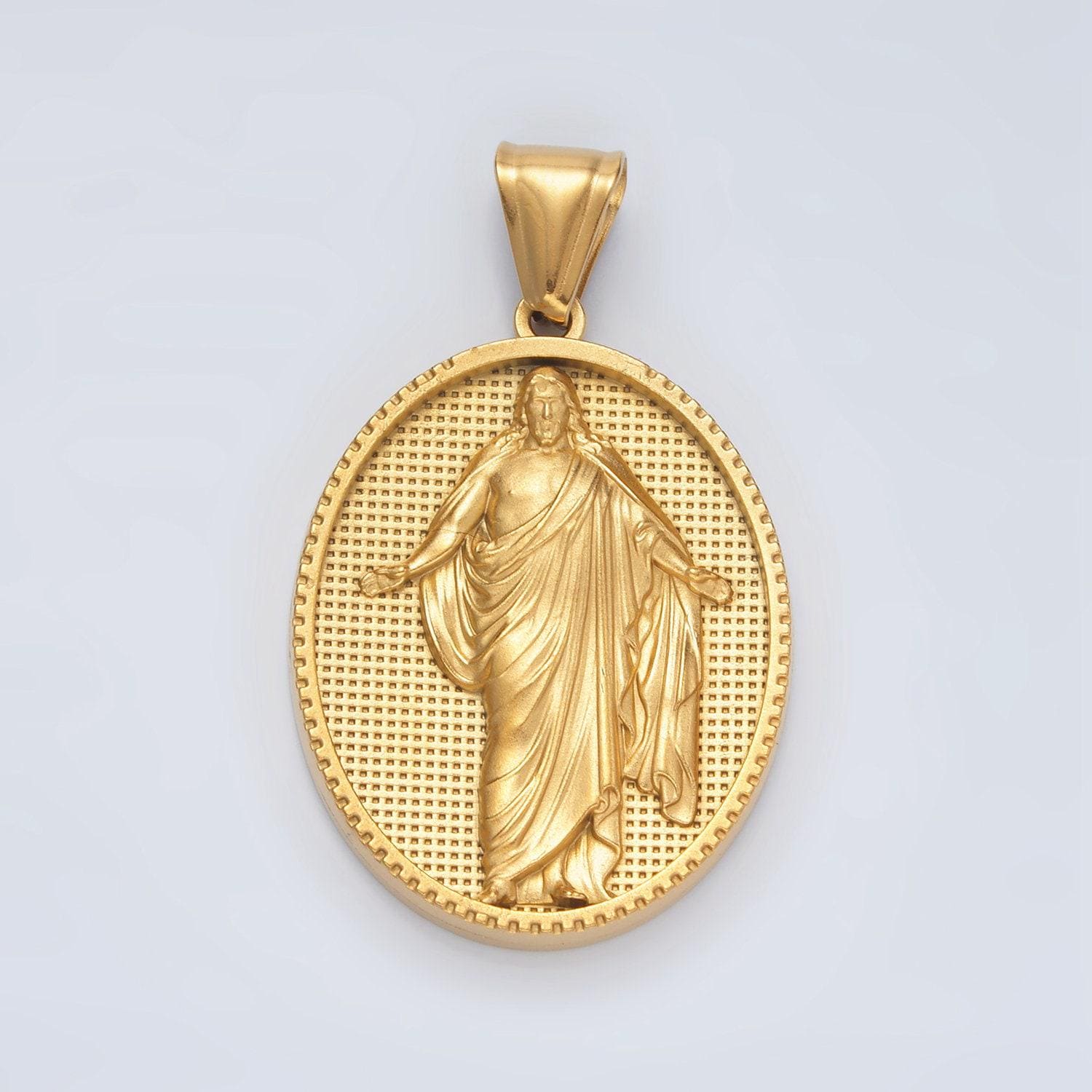 Gold Stainless Steel Resurrected Jesus Pendant Risen Jesus