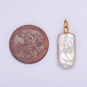 Natural Freshwater Pearl Charm Organic Shaped Gold Filled Pearl Charm 1 Piece Jewelry Making Supplies P1604 image 2