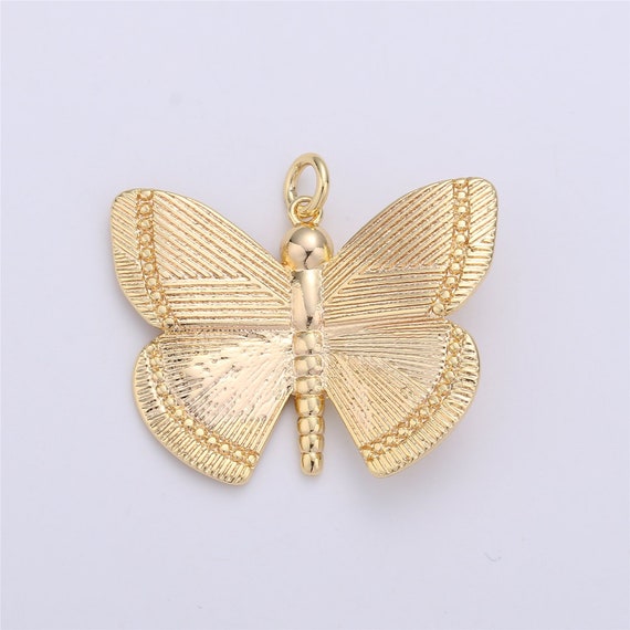 14k Yellow Gold Butterfly & Floral Charm Holder Necklace