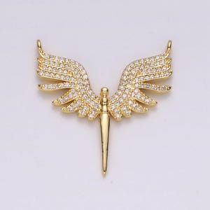 24k gold  cubic angel wing heart charms gold star charm celestial jewelry making supply