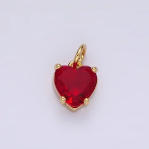 14K Gold Filled 10mm Red CZ Heart Bezel Charm | AG397