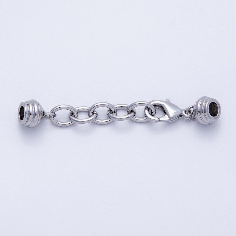 Cierres de extremo de cordón dorado con mosquetón y extensor para la fabricación de pulseras y collares de paracord z-a1301 Silver