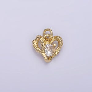 14k gold filled heldere cz-gedeukte extra bedel met open hart | ac901