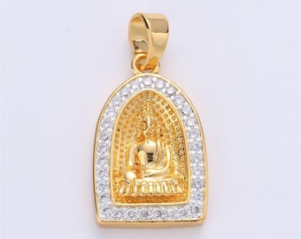 24k gold filled buddha pendant micro pave meditate buddha charm religious jewelry making supply yoga jewelry i-182