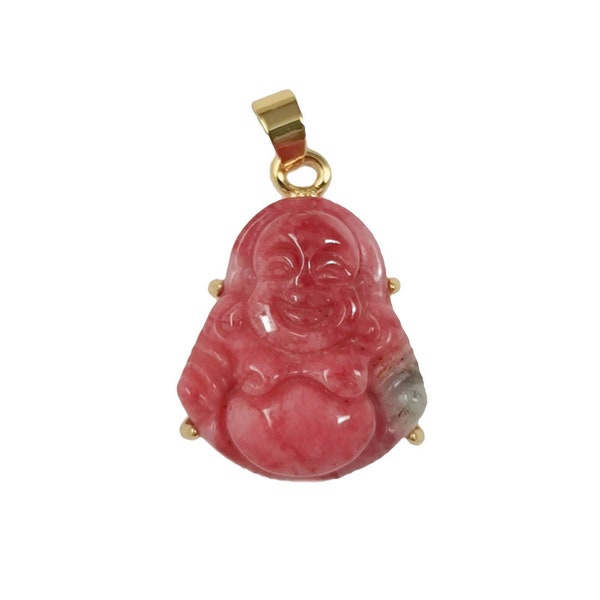 Dainty Red Jade Budda Pendant Minimalist jewelry for Religious Statement Gold Laughing Buddha Charm for Necklace Bracelet Earring 0-169