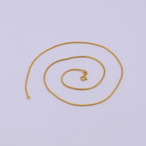 24k Gold Filled Box Chain Necklace, 18 Inch, 1 Mm Gold Chain, Box Link ...