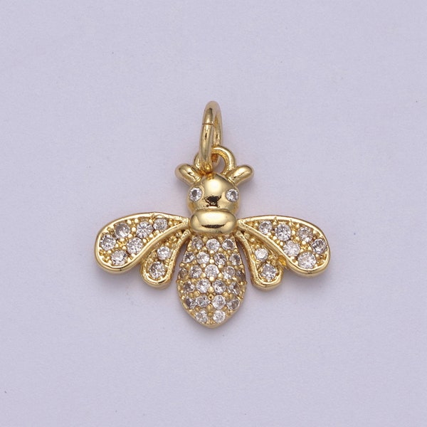 Mini gold bee pendant 14k gold Filled queen honey bee Charm Best Friend Minimalist Layering Necklaces N-388