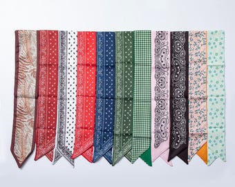 Purse Handle Skinny Scarves Ties. Small Skinny Hair Scarf Silky Scarf Tie Scarf for Neck, Headband, Ponytail Scarf Necklace WA1758