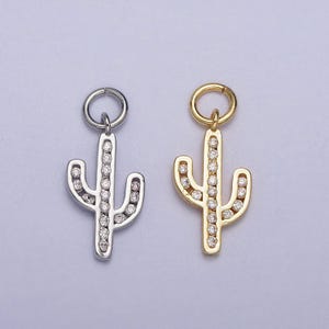 Dainty gold cactus pendant | gold cactus charm | gold cactus necklace bracelet earring charm for diy jewelry supply wholesale jewelry ac014
