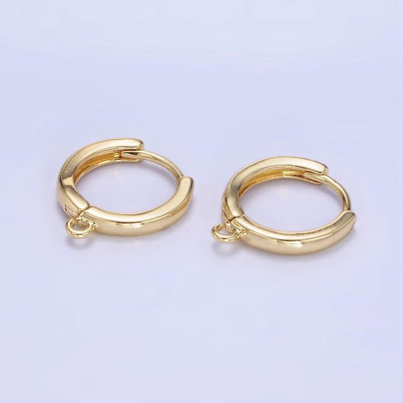 Dainty 14mm gold filled huggie w/ open link lever back hoop earring making nickel & lead free for earring charm making findings z-770