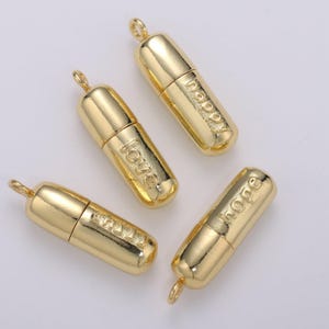 Gold pill charm necklace, dainty word charm love pill bar pendant, chill pill charm necklace pendant happy hope optimist minimalist ch-1343