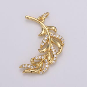 Palm frond charms cubic palm leaf charms 24k gold  charm for necklace bracelet wristlet pendant,palapa coconut leaf, feather, e-192