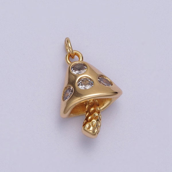 Small Mushroom Pendant 16K Gold Filled | DIY Fashion Jewelry Charm Add on Necklace Bracelet Earring | E076