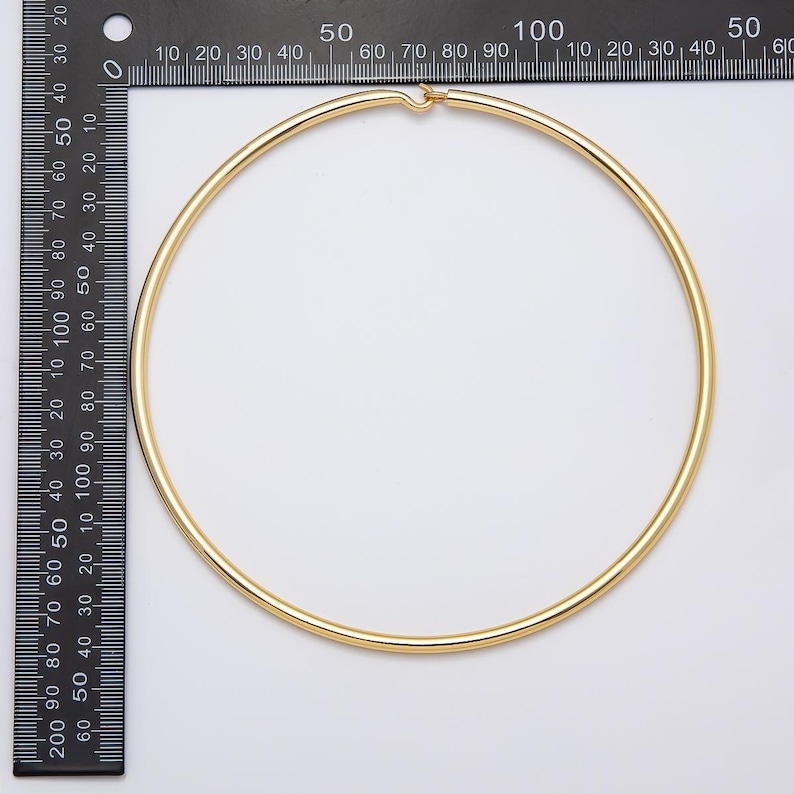 Minimalistiskt tjockt guldpläterat chokerhalsband starkt manschetthalsband för personliga charmpärlor smycken WA-4277 CHARMS-00750-752 bild 4